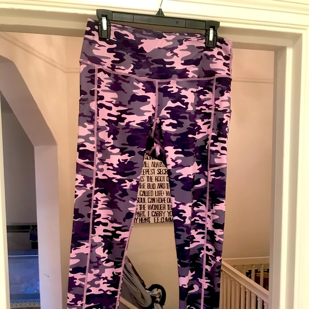 Pink and gray camo activewear pants , Large